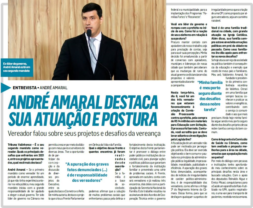 Entrevista para o Jornal "Tribuna Valinhense"