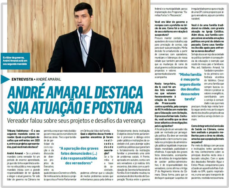 Entrevista para o Jornal "Tribuna Valinhense"