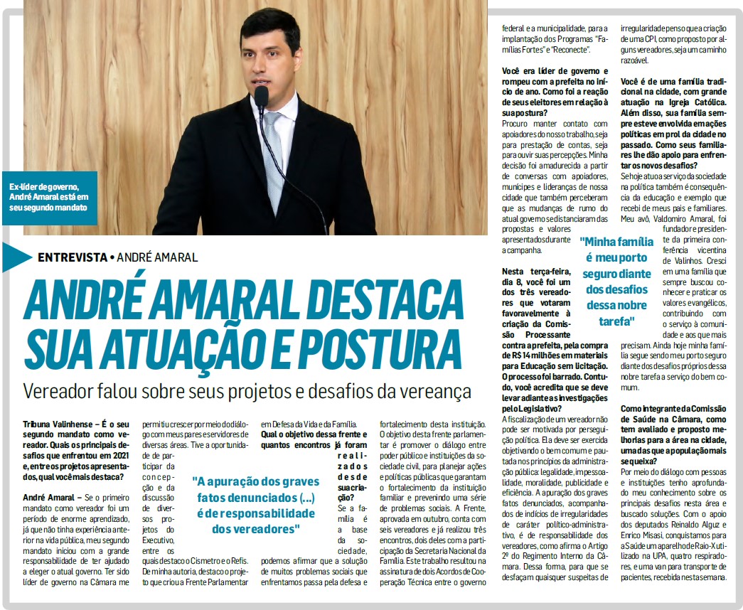 Entrevista para o Jornal "Tribuna Valinhense"