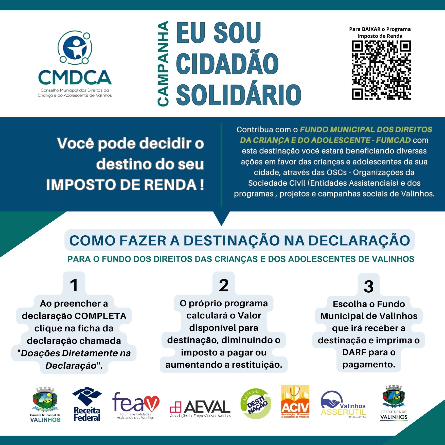 Conselho da Criança e do Adolescente lança campanha sobre destinação de Imposto de Renda para projetos sociais - programa da declaração do imposto de renda